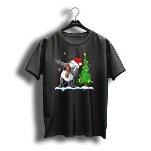 Dabbing Panda Santa Hat Snowflakes Christmas Tree T-Shirt