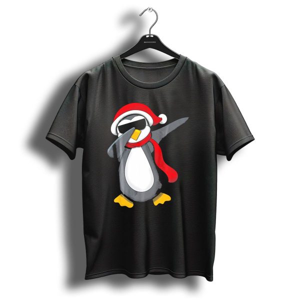 Dabbing Penguin Christmas Mornin Santa Hat Scarf Holiday Fun T Shirt 1 t shirt 1