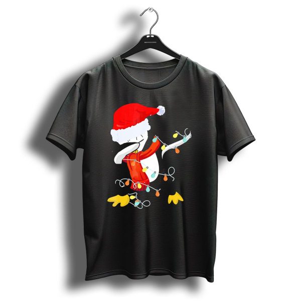 Dabbing Penguin Santa Christmas Lights T Shirt 1 t shirt 1