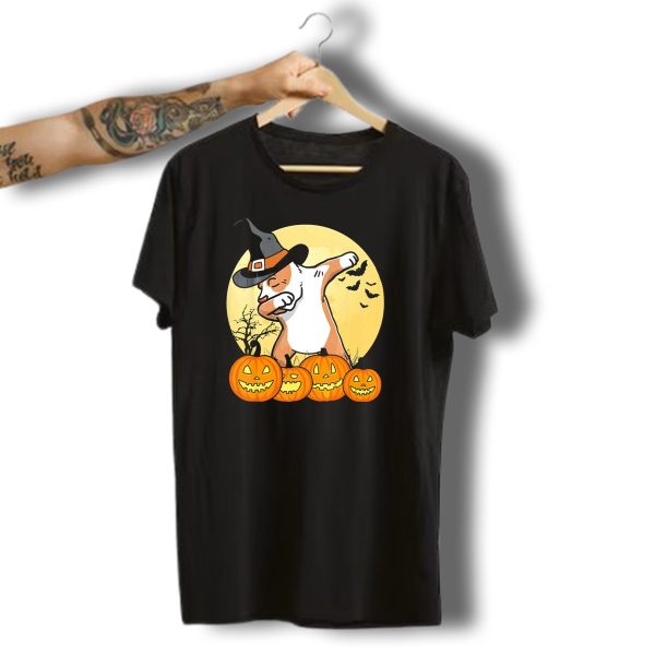 Dabbing Pit Bull Witch Hat Pumpkin Dance Halloween Dog T Shirt t shirt 1