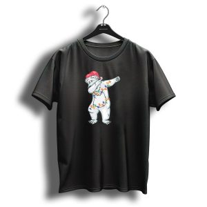 Dabbing Polar Bear Christmas Lights Santa Hat T Shirt