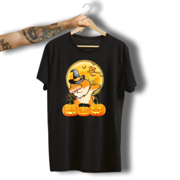 Dabbing Pomeranian Dog Halloween Pumpkin Witch Moon T Shirt t shirt 1