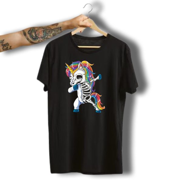 Dabbing Rainbow Unicorn Skeleton Halloween Girls Dab T Shirt 1 t shirt 1