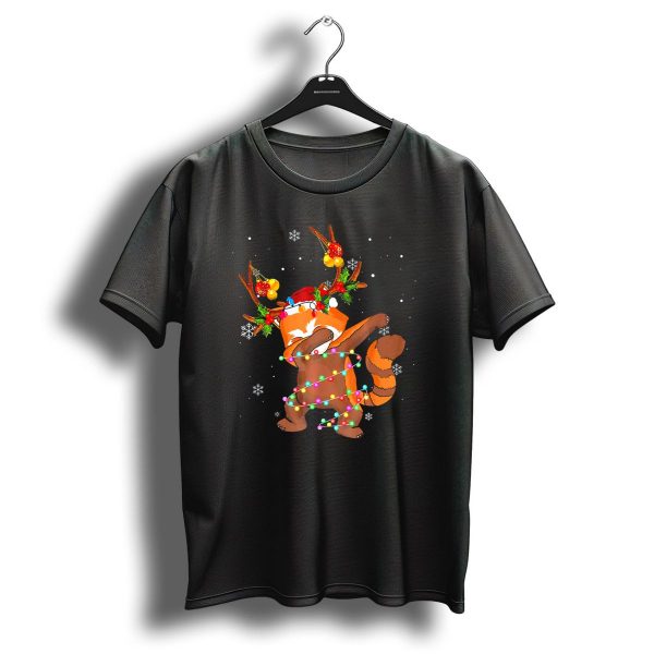 Dabbing Red Panda With Christmas Lights And Antlers T Shirt 1 t shirt 1