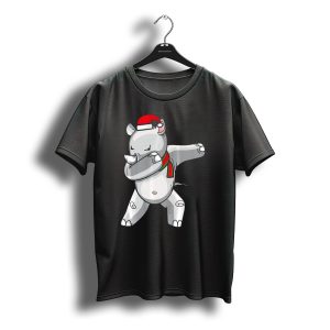 Dabbing Rhino Santa Hat Christmas Scarf Dance T-Shirt
