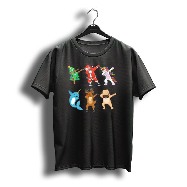 Dabbing Santa Christmas Tree Unicorn Reindeer Pug Narwhal T Shirt t shirt 1