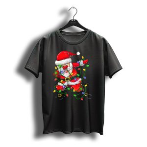 Dabbing Santa Girls Christmas Tree Lights T-Shirt