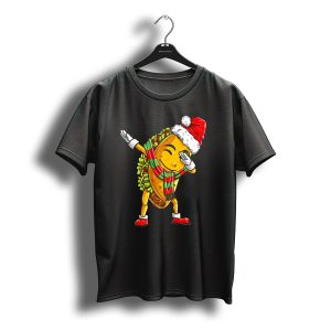 Dabbing Santa Taco With Christmas Hat And Scarf T-Shirt