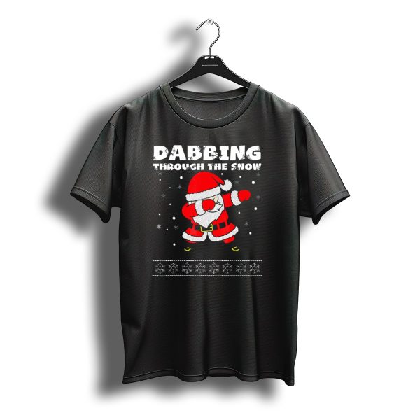Dabbing Santa Through The Snow Christmas Holiday Fun T Shirt t shirt 1