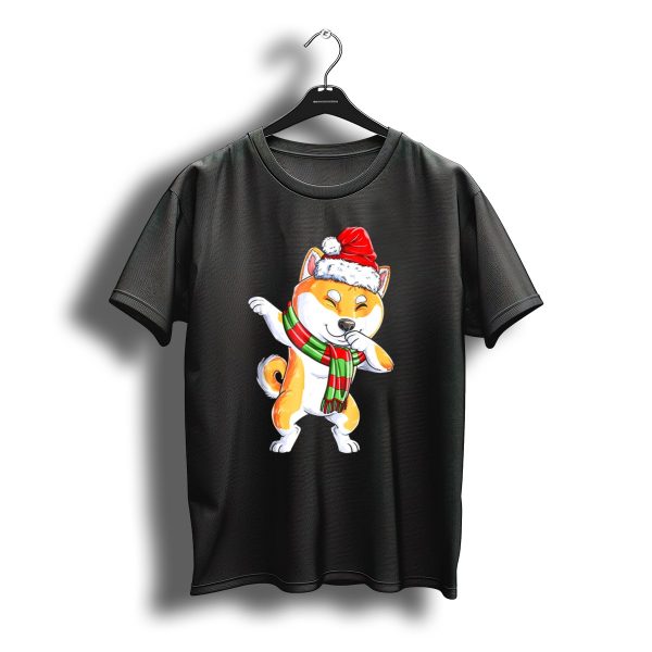 Dabbing Shiba Inu Santa Christmas Scarf Dance T Shirt t shirt 1