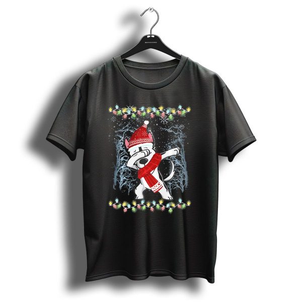 Dabbing Siberian Husky In Santa Hat With Christmas Lights And Snowflakes T Shirt 1 t shirt 1