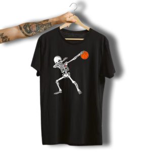 Dabbing Skeleton Basketball Halloween Dab Dance T-Shirt