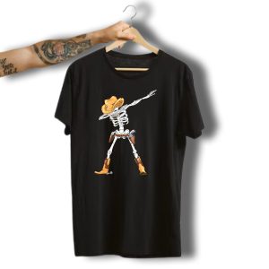 Dabbing Skeleton Cowboy Halloween Kids Boys Dab T-Shirt