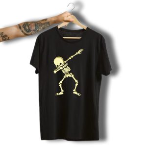 Dabbing Skeleton Funny Halloween Dabbing Pose Skeleton Dance T-Shirt