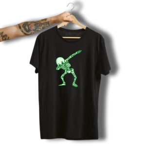 Dabbing Skeleton Glow Halloween T-Shirt