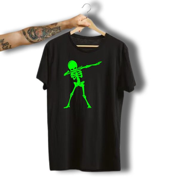 Dabbing Skeleton Halloween Dancing Monster Neon Green Skeleton Dab Dance T Shirt 1 t shirt 1