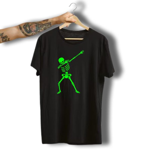 Dabbing Skeleton Halloween Human Skeleton Glow Green T Shirt 1 t shirt 1