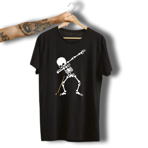 Dabbing Skeleton Hockey Funny Halloween Skull Stick Spooky T Shirt t shirt 1