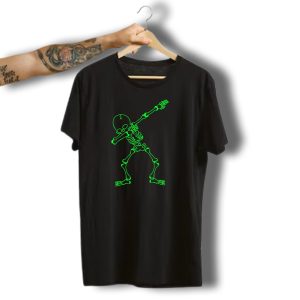 Dabbing Skeleton Kids Bones Halloween Neon Green T-Shirt