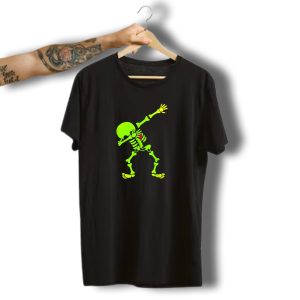 Dabbing Skeleton Neon Halloween Hip Hop Dab T-Shirt