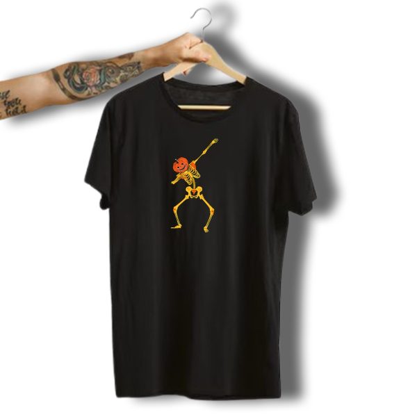 Dabbing Skeleton Pumpkin Halloween Boys Kids Costume Trend T Shirt t shirt 1