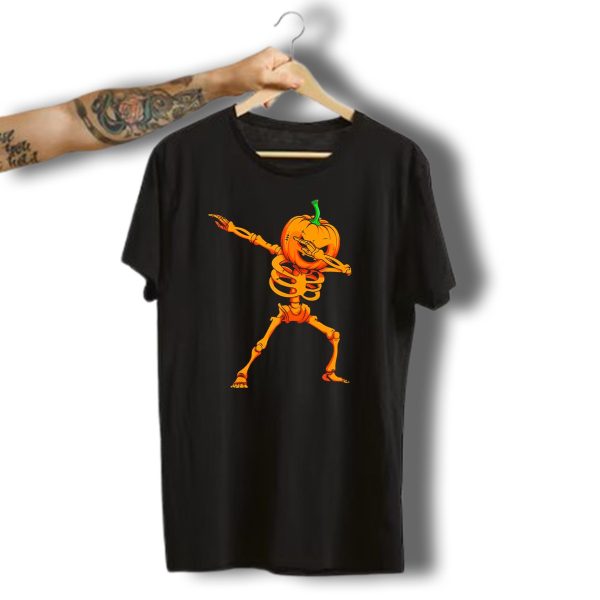 Dabbing Skeleton Pumpkin Halloween Dance T Shirt t shirt 1
