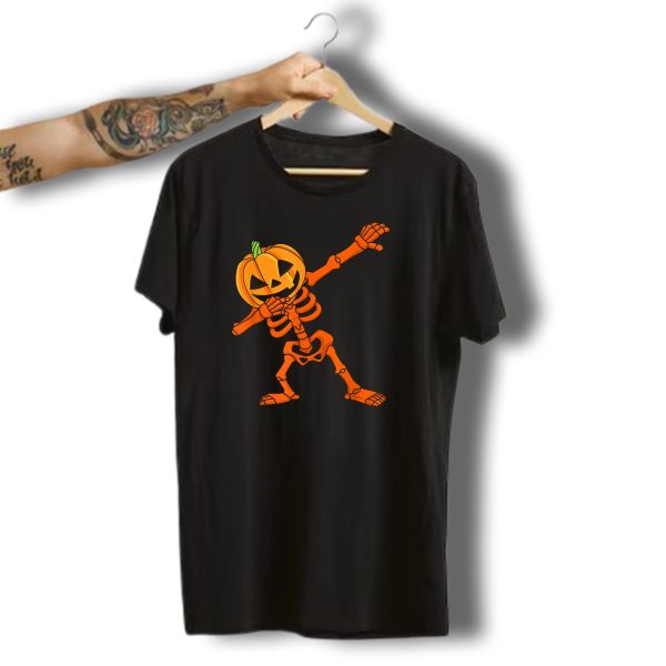 Dabbing Skeleton Pumpkin Head Halloween Dab Pose T Shirt t shirt 1
