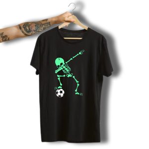 Dabbing Skeleton Soccer Halloween Dab Football T-Shirt