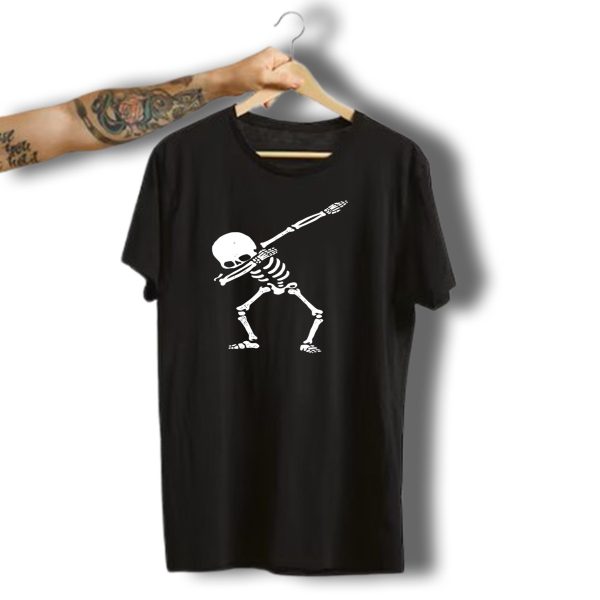 Dabbing Skeleton White Gesture Halloween T Shirt 1 t shirt 1