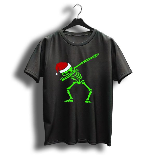 Dabbing Skeleton With Santa Hat Christmas Dance Pose T Shirt 1 t shirt 1