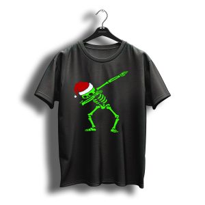 Dabbing Skeleton With Santa Hat Christmas Dance Pose T-Shirt