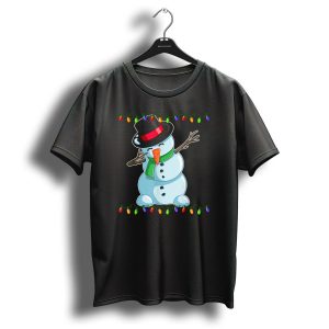 Dabbing Snowman With Christmas Lights And Hat T Shirt