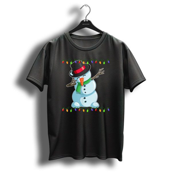 Dabbing Snowman With Christmas Lights And Hat T Shirt 1 t shirt 1
