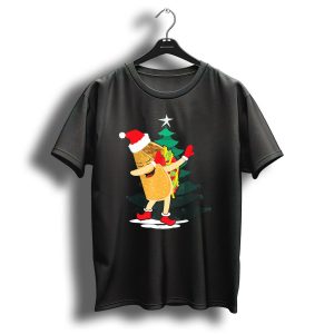 Dabbing Taco Christmas Santa Hat And Tree T Shirt