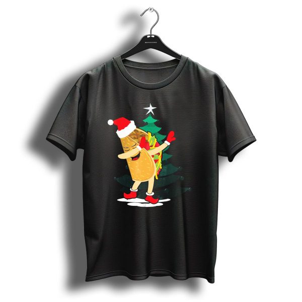 Dabbing Taco Christmas Santa Hat And Tree T Shirt 1 t shirt 1