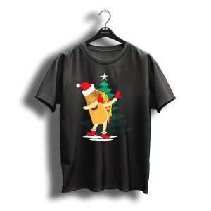 Dabbing Taco Christmas Santa Hat And Tree T-Shirt
