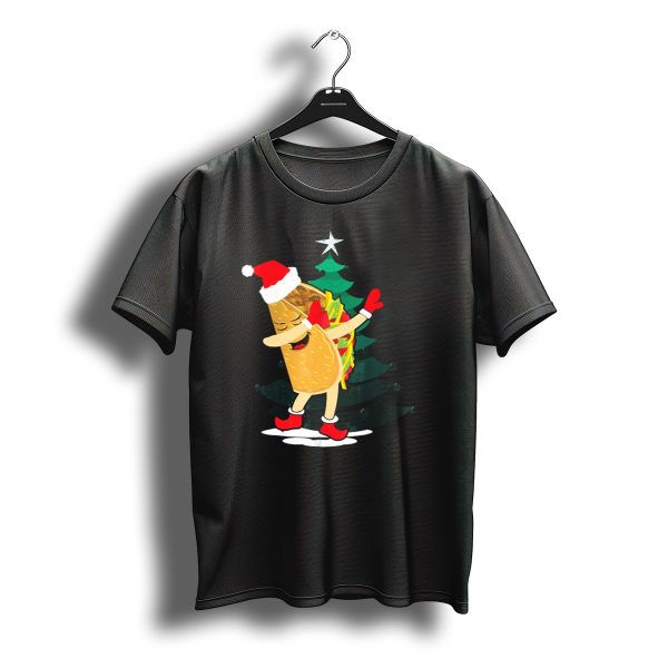 Dabbing Taco Christmas Santa Hat And Tree T Shirt t shirt 1