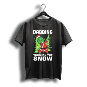 Dabbing Through The Snow Chameleon Santa Christmas Trees T-Shirt