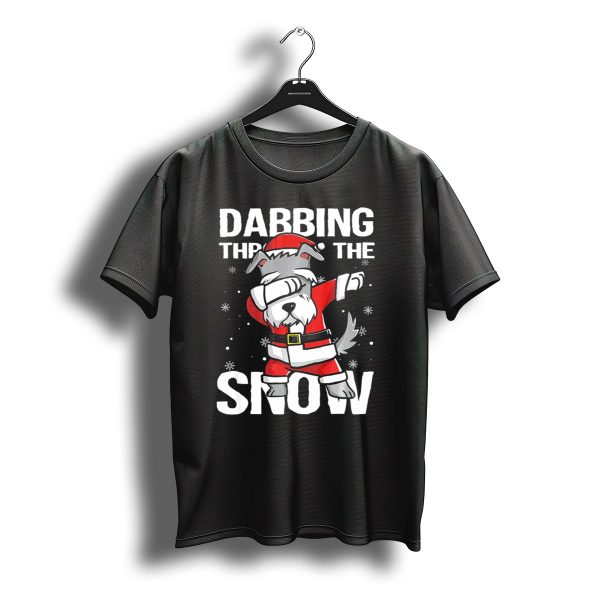 Dabbing Through The Snow Christmas Dabbing Schnauzer Santa Claus T Shirt t shirt 1