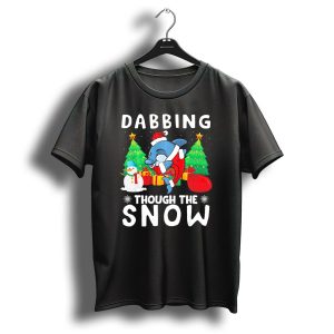 Dabbing Through The Snow Christmas Dolphin Santa Hat Trees Snowman T Shirt