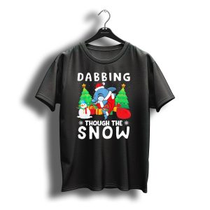 Dabbing Through The Snow Christmas Dolphin Santa Hat Trees Snowman T-Shirt