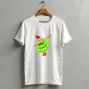 Dabbing Through The Snow Christmas Tree With Santa Hat Cartoon T Shirt