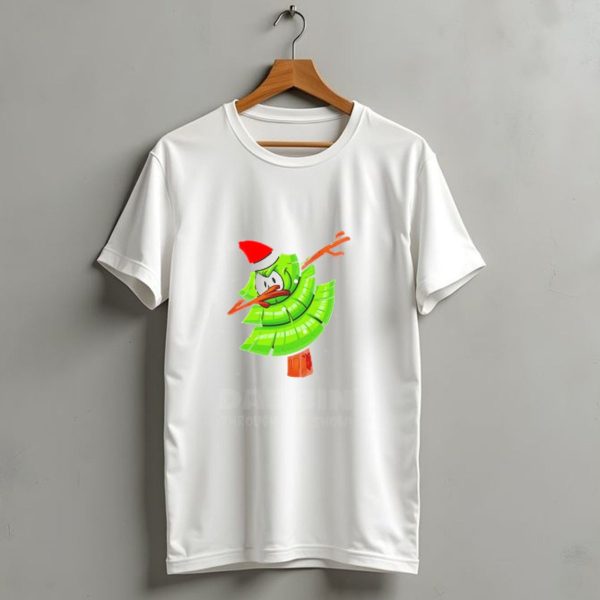Dabbing Through The Snow Christmas Tree With Santa Hat Cartoon T Shirt 1 t shirt 1