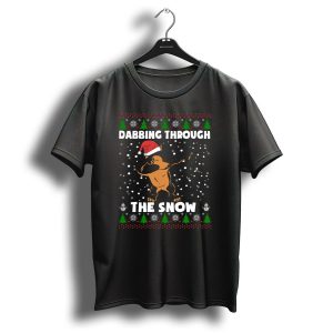 Dabbing Through The Snow German Shepherd Christmas Santa Hat T Shirt