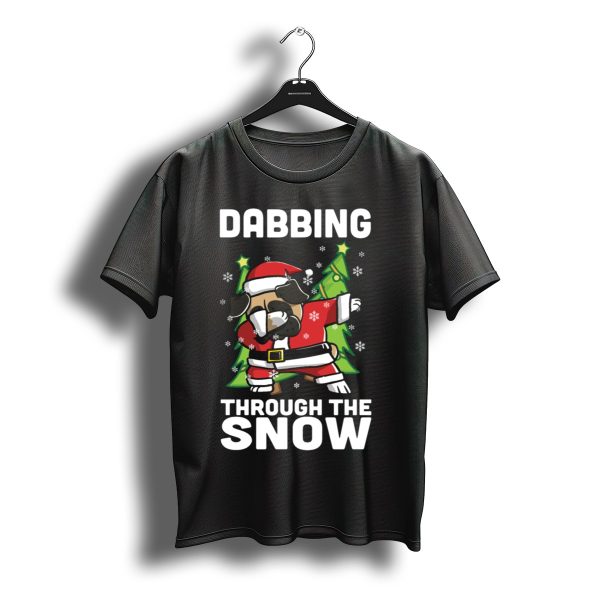 Dabbing Through The Snow Pug Santa Christmas T Shirt t shirt 1