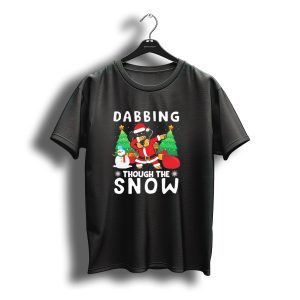 Dabbing Through The Snow Rottweiler Santa Christmas Scene T-Shirt