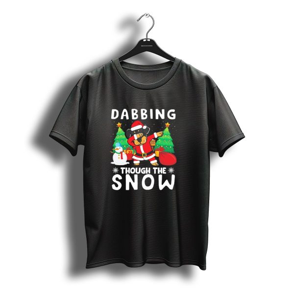 Dabbing Through The Snow Rottweiler Santa Christmas Scene T Shirt t shirt 1