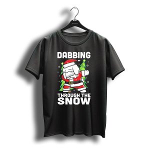 Dabbing Through The Snow Santa Bichon Frise Christmas Tree Snowflakes T-Shirt