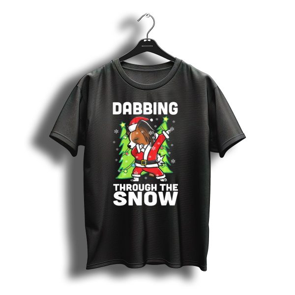 Dabbing Through The Snow Santa Papillon Christmas T Shirt t shirt 1