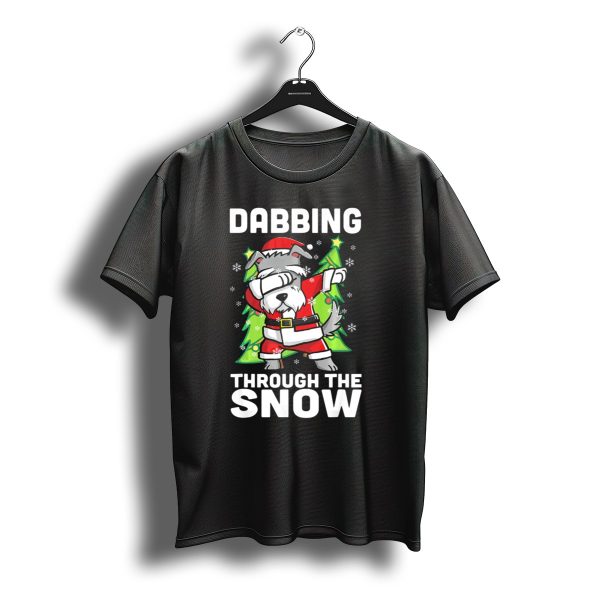 Dabbing Through The Snow Schnauzer Santa Christmas Dance T Shirt t shirt 1